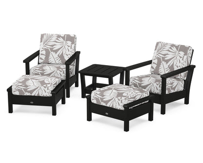 POLYWOOD® Harbour 5-Piece Deep Seating Chair Set in Black / Leaf Grey Mist