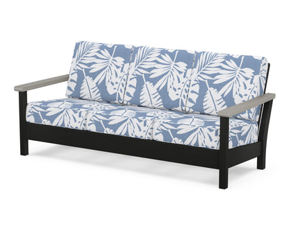 POLYWOOD® Harbour Deep Seating Sofa in Black / Driftwood / Leaf Sky Blue