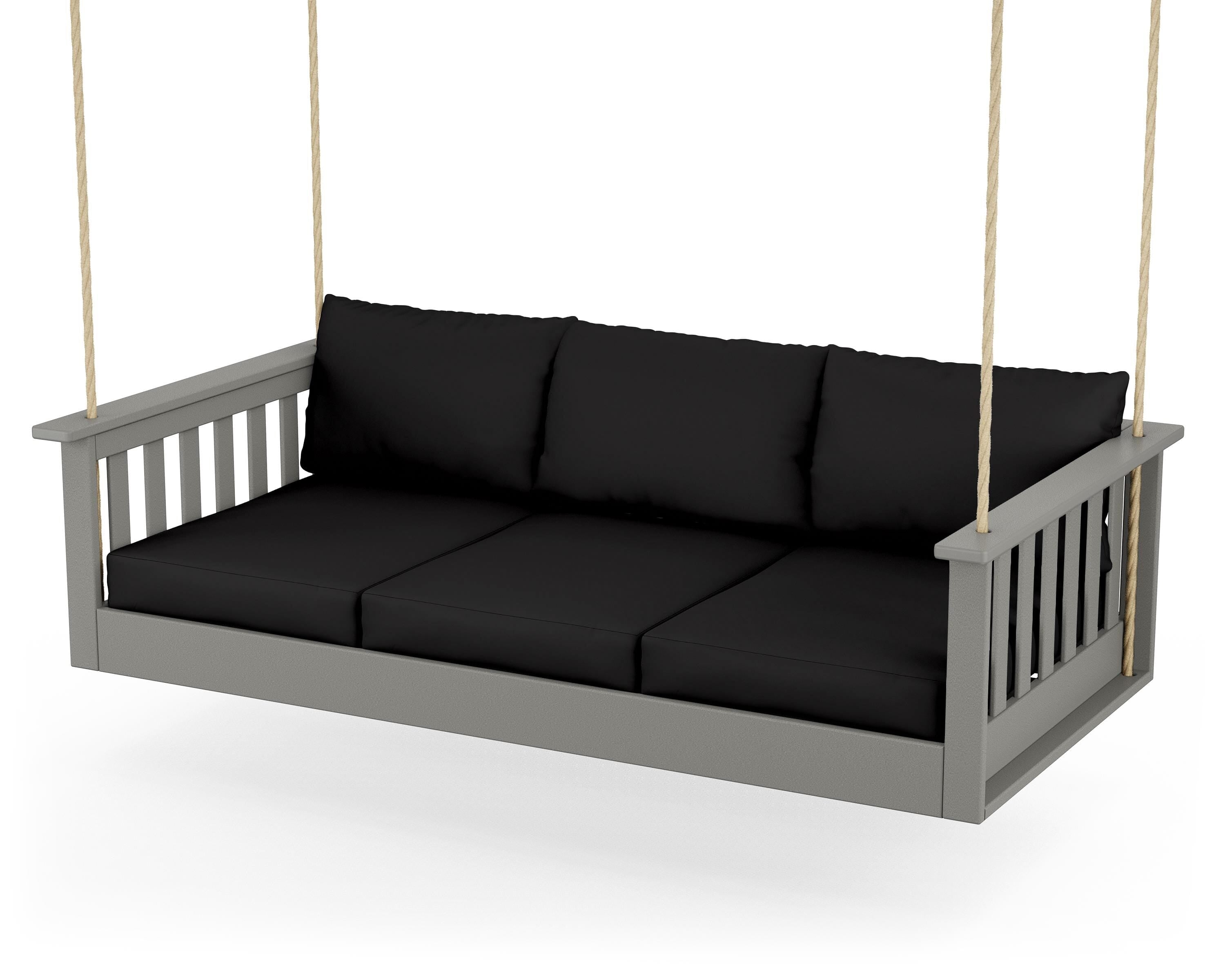 POLYWOOD® Vineyard Daybed Swing in Slate Grey / Canvas Black