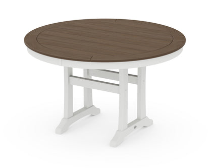 POLYWOOD® Nautical Trestle 48" Round Dining Table in White / Kona