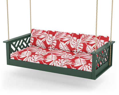 POLYWOOD® Chippendale Daybed Swing in Green / Leaf Crimson