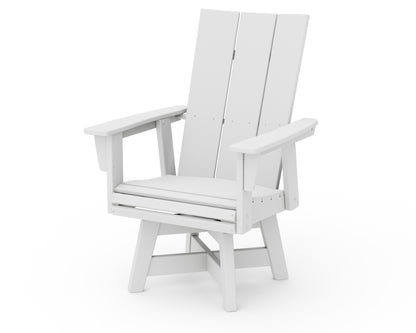 POLYWOOD® Modern Curveback Adirondack Swivel Dining Chair in White