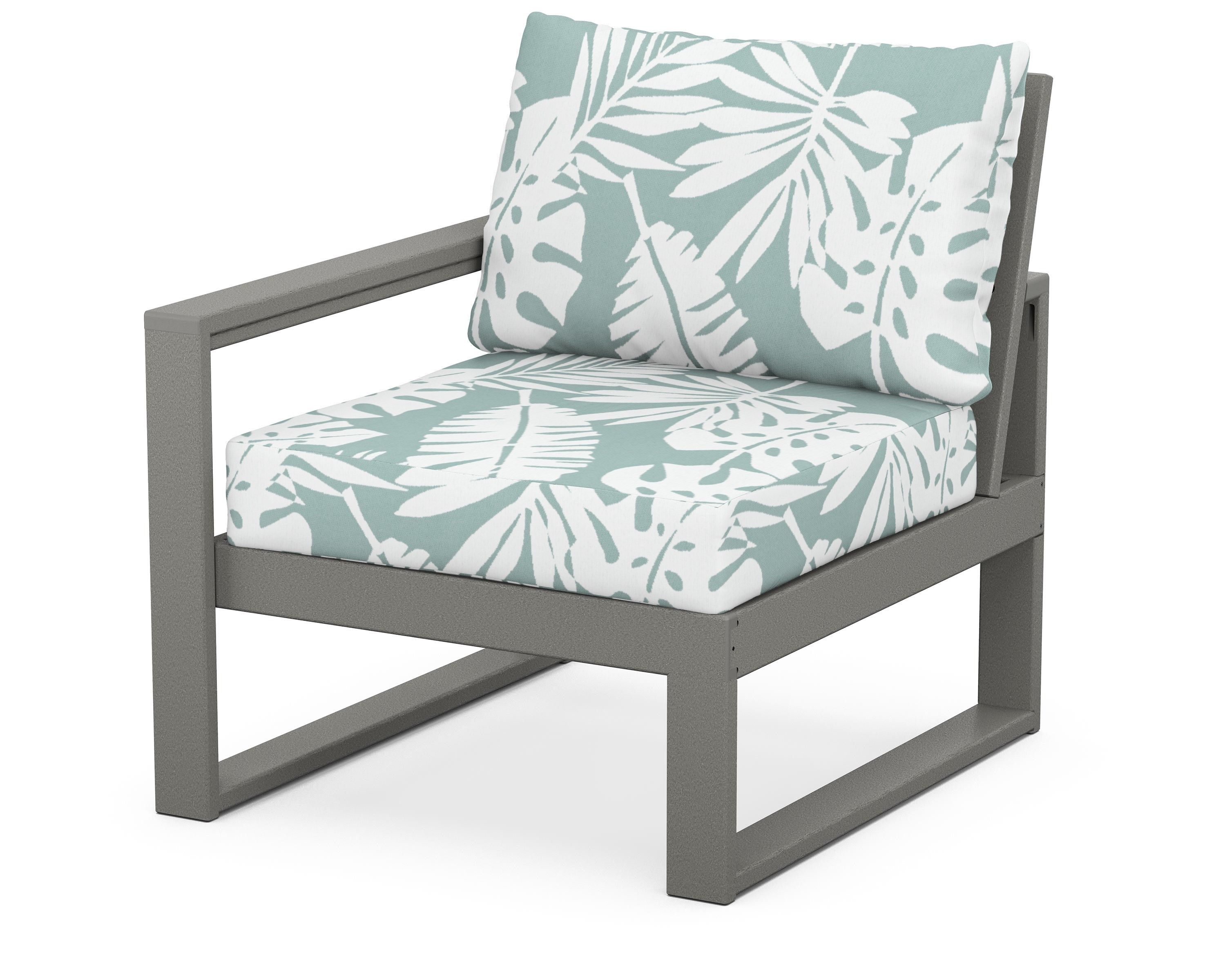 POLYWOOD® EDGE Modular Left Arm Chair in Slate Grey / Leaf Glacier Spa