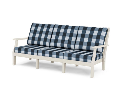 Country Living Wovendale Deep Seating Sofa in Sand / Buffalo Plaid Marine Indigo