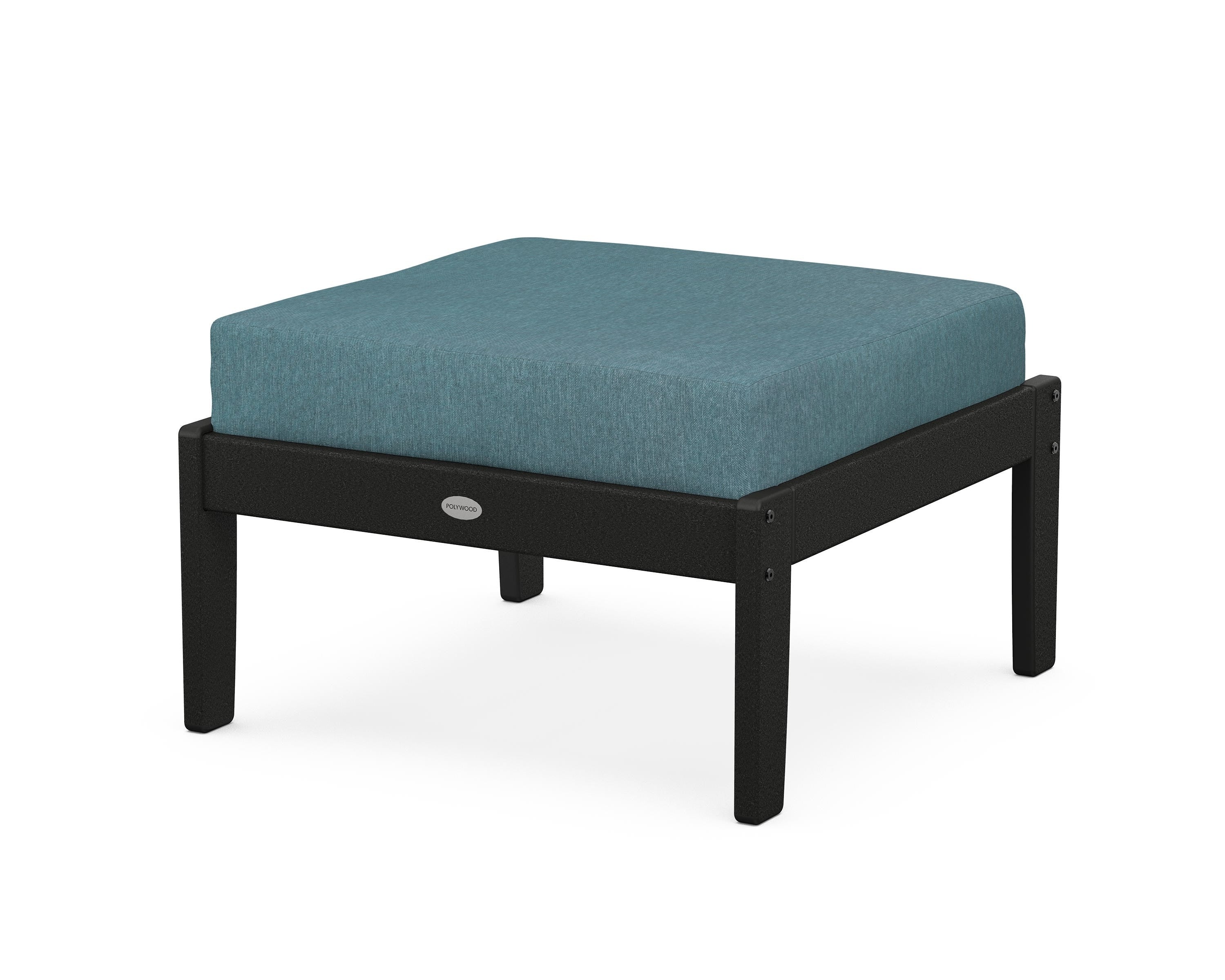 POLYWOOD® Braxton Deep Seating Ottoman in Black / Ocean Teal