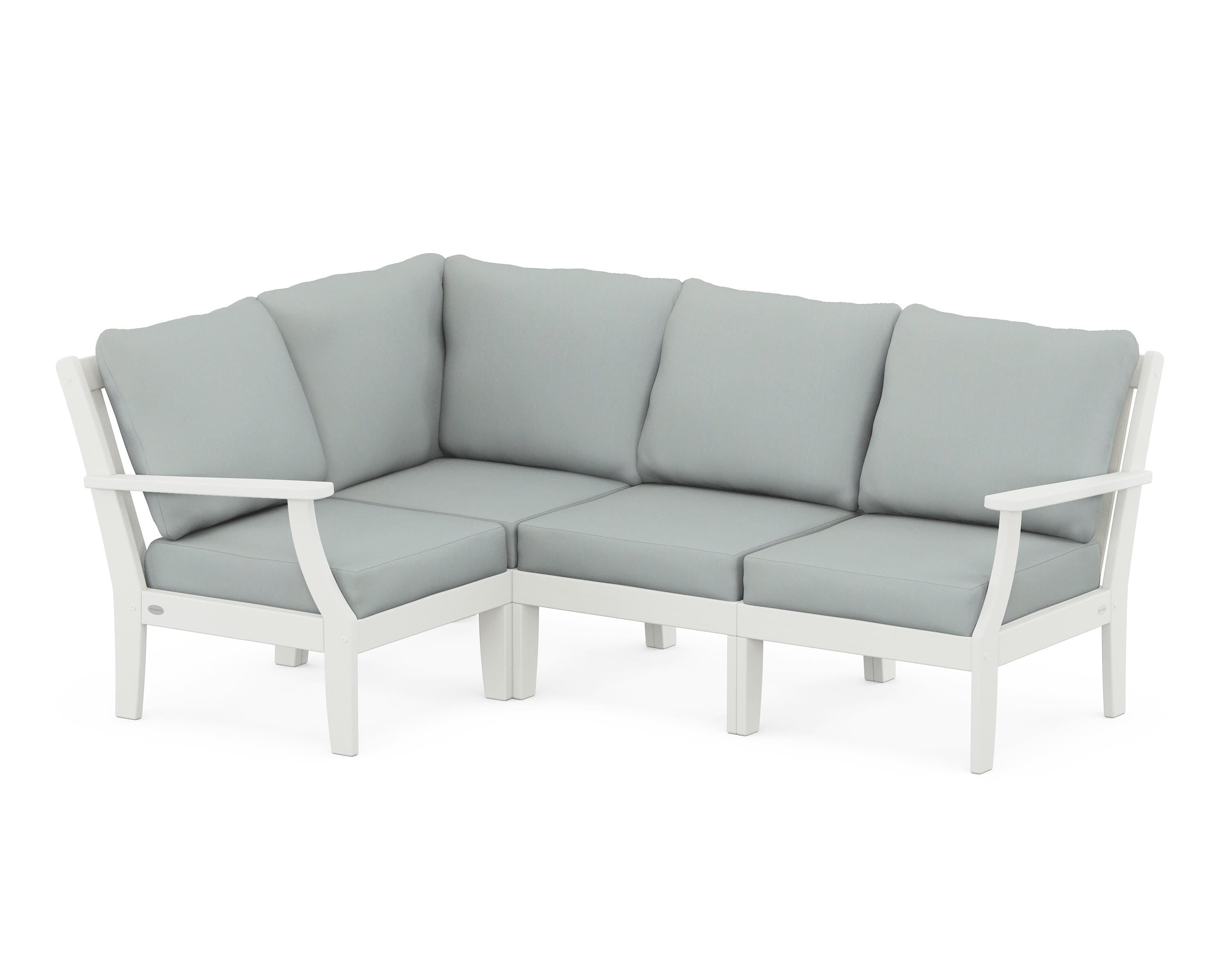 POLYWOOD® Braxton Modular 4-Piece Deep Seating Set in Vintage White / Spa