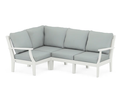 POLYWOOD® Braxton Modular 4-Piece Deep Seating Set in Vintage White / Spa