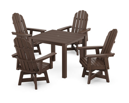 POLYWOOD® Vineyard Curveback Adirondack 5-Piece Parsons Swivel Dining Set in Mahogany