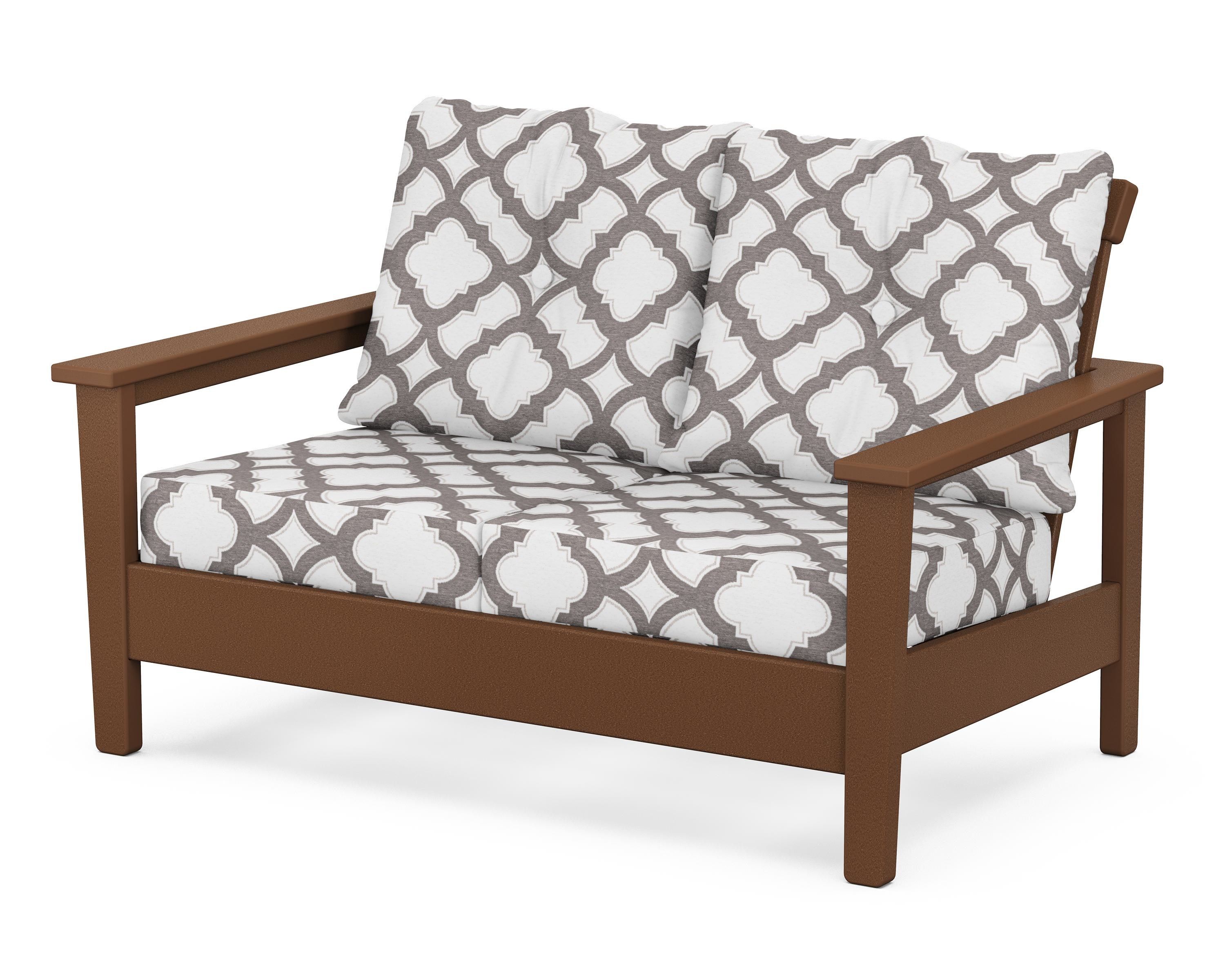 POLYWOOD® Prescott Deep Seating Loveseat in Teak / Trellis Grey Mist