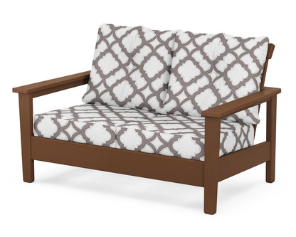 POLYWOOD® Prescott Deep Seating Loveseat in Teak / Trellis Grey Mist