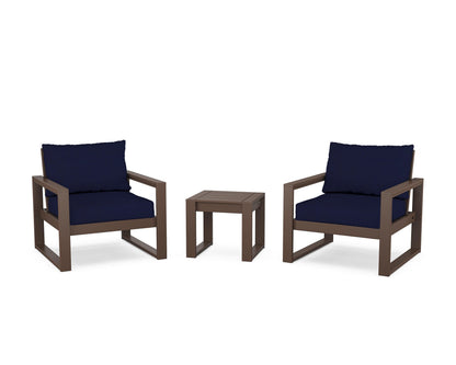 POLYWOOD® EDGE Sectional 3-Piece Deep Seating Set in Mahogany / Navy