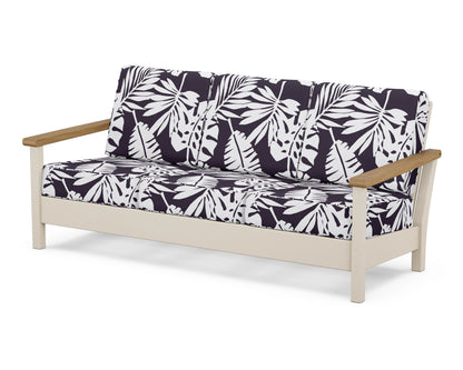 POLYWOOD® Harbour Deep Seating Sofa in Sand / Natural / Leaf Navy