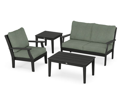 POLYWOOD® Braxton 4-Piece Deep Seating Set in Black / Cast Sage