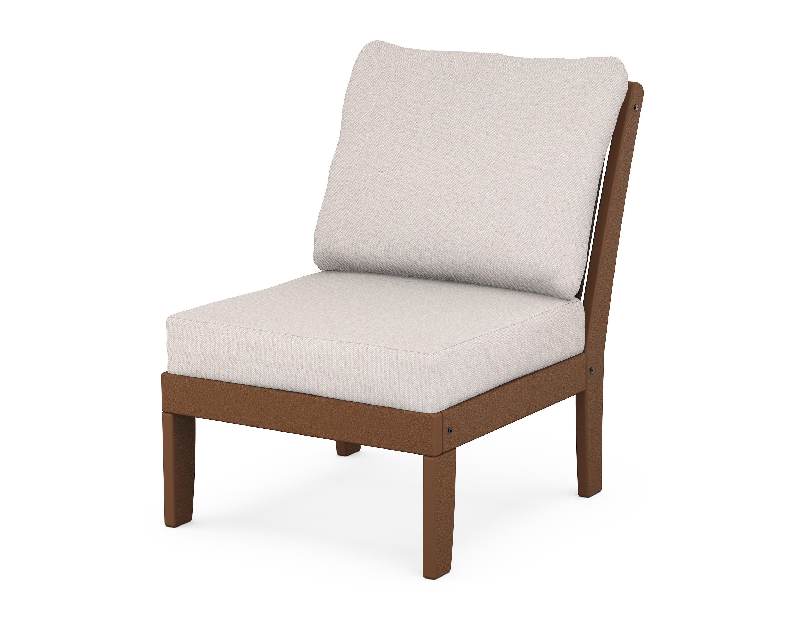 POLYWOOD® Braxton Modular Armless Chair in Teak / Dune Burlap