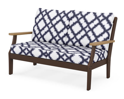 POLYWOOD® Braxton Deep Seating Loveseat in Mahogany / Natural / Trellis Navy