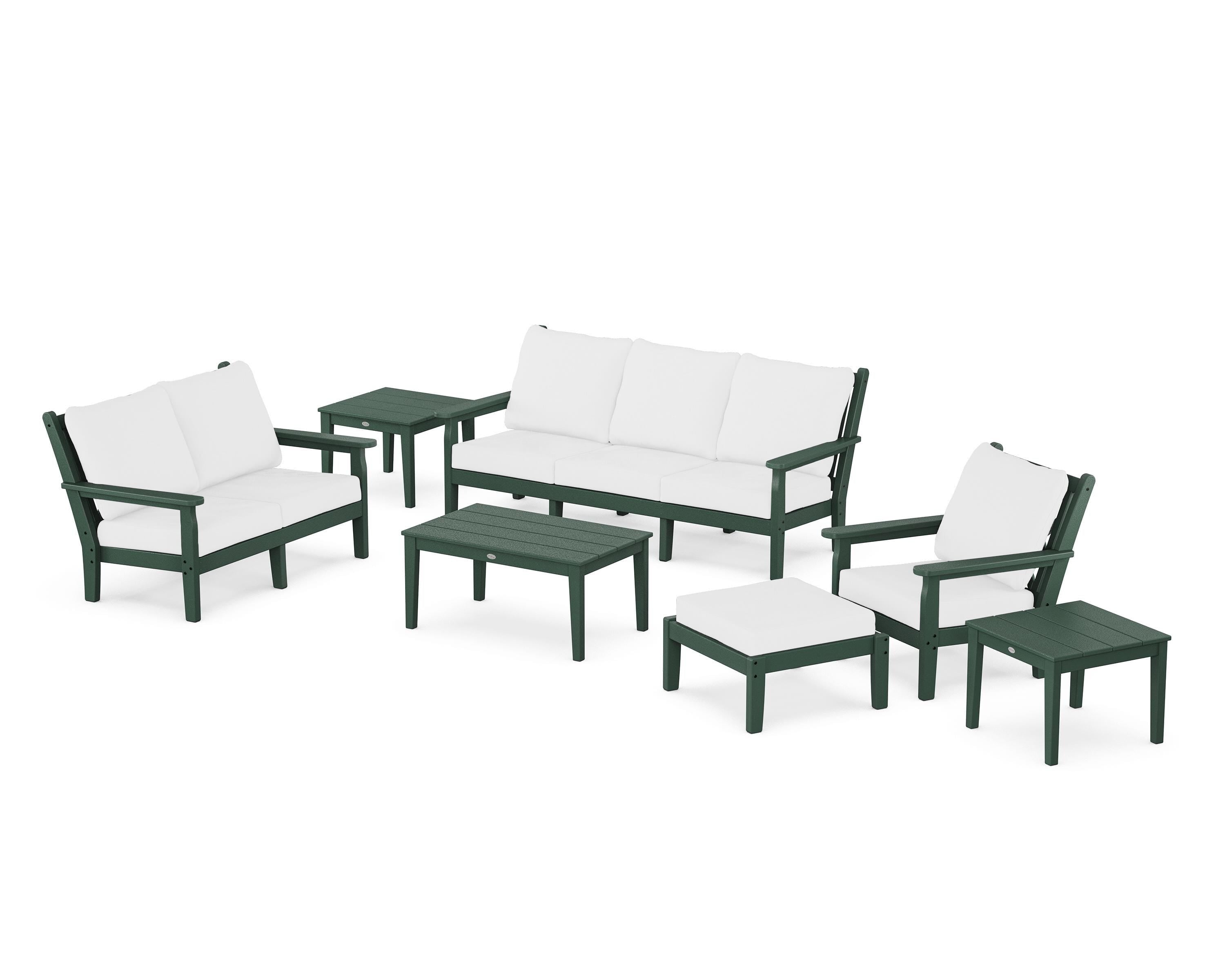 POLYWOOD® Chippendale 7-Piece Deep Seating Set in Green / Natural
