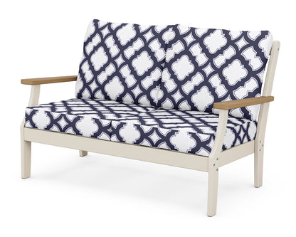 POLYWOOD® Braxton Deep Seating Loveseat in Sand / Natural / Trellis Navy
