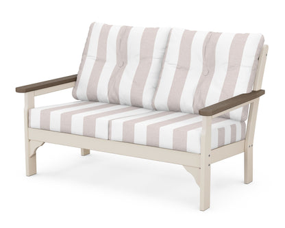 POLYWOOD® Vineyard Deep Seating Loveseat in Sand / Kona / Cabana Stripe Dune Burlap