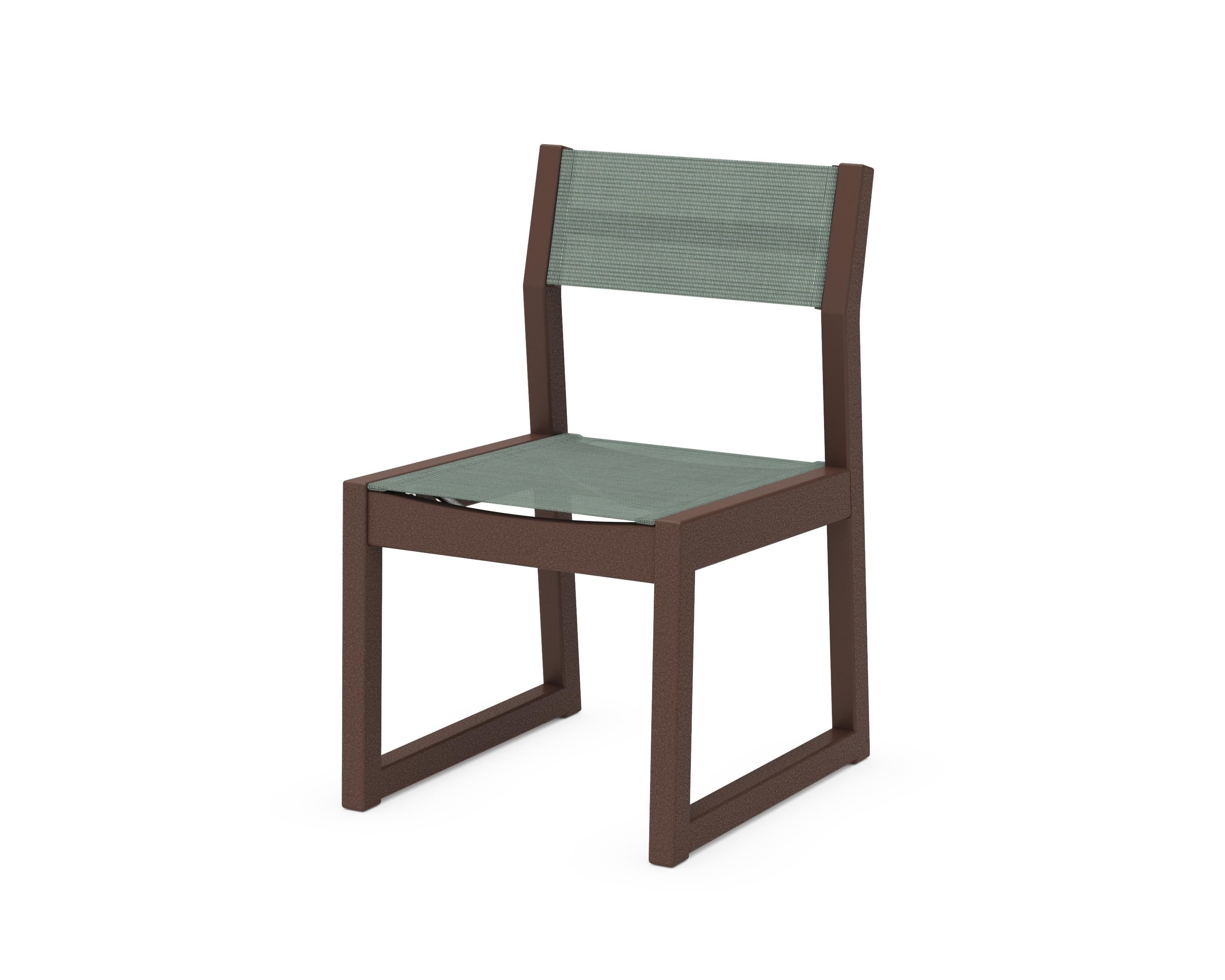 POLYWOOD® EDGE Sling Dining Side Chair in Mahogany / Dupioni Sea Mist Sling