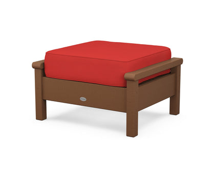 POLYWOOD® Harbour Deep Seating Ottoman in Teak / Crimson Linen