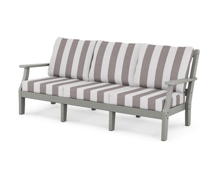 Martha Stewart by POLYWOOD® Chinoiserie Deep Seating Sofa in Slate Grey / Cabana Stripe Grey Mist