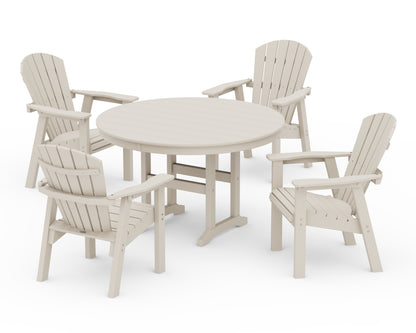 POLYWOOD® Seashell 5-Piece Round Farmhouse Dining Set in Sand