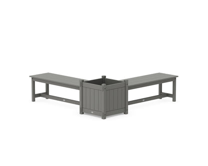 POLYWOOD® 48" Vineyard L- Shaped Planter Bench Set- Large in Slate Grey
