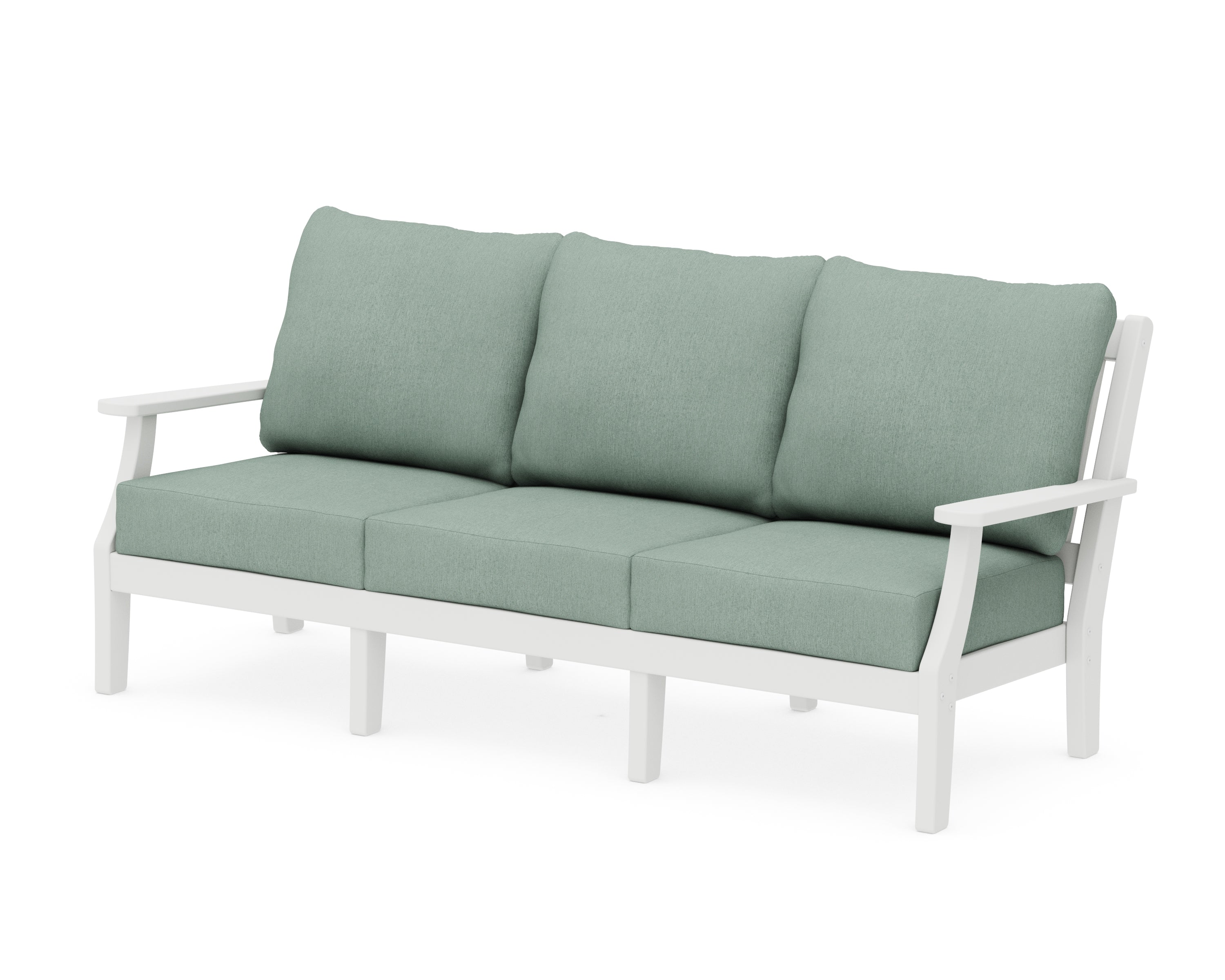 Martha Stewart by POLYWOOD® Chinoiserie Deep Seating Sofa in White / Glacier Spa