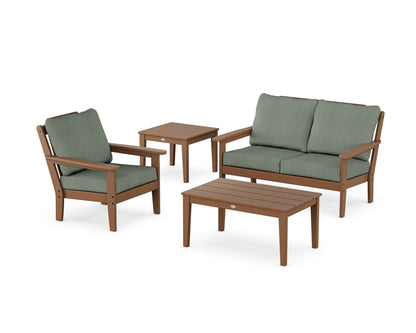 Country Living Wovendale 4-Piece Deep Seating Set in Teak / Cast Sage