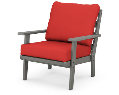 POLYWOOD® Grant Park Deep Seating Chair in Slate Grey / Crimson Linen