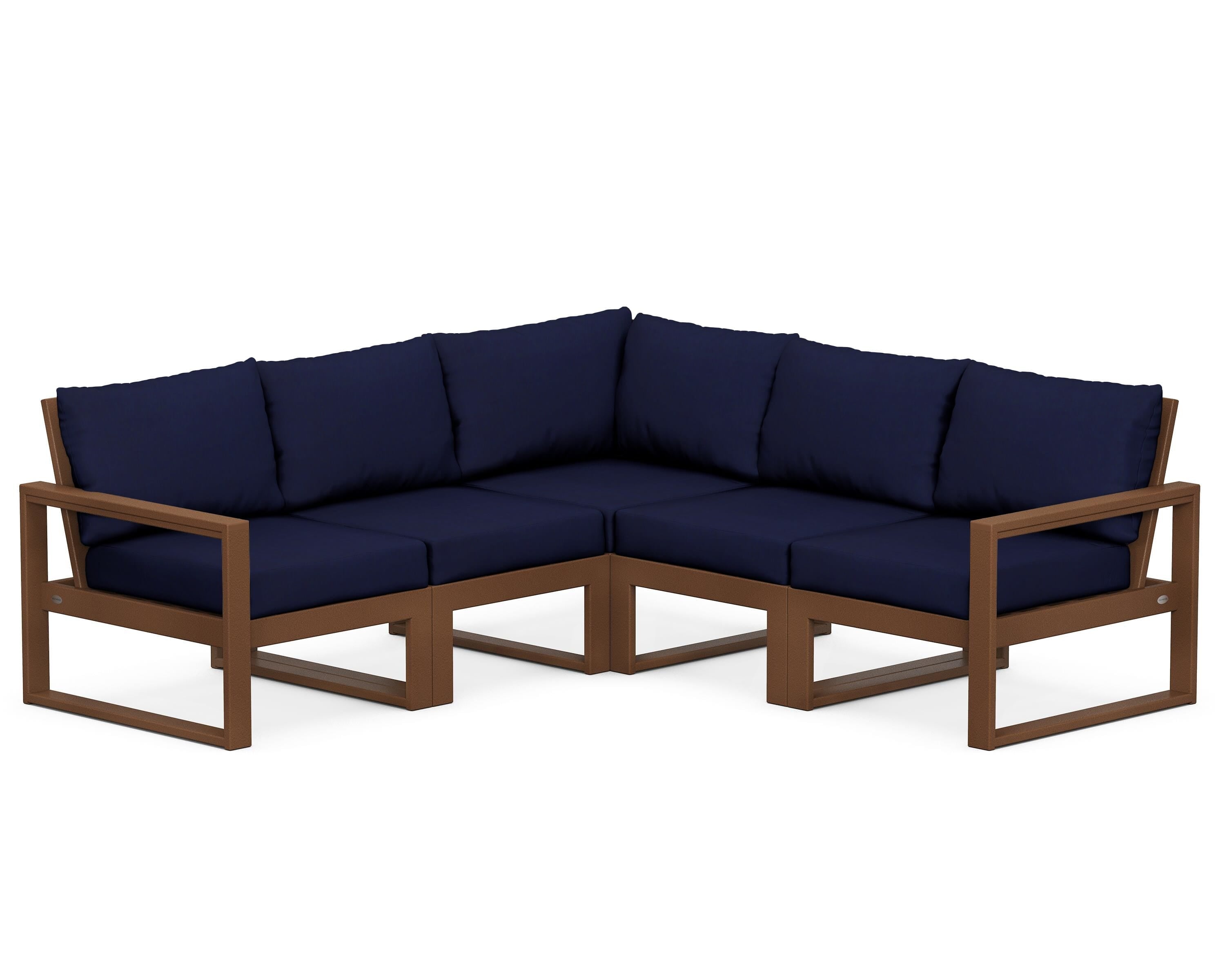 POLYWOOD® EDGE 5-Piece Modular Deep Seating Set in Teak / Navy