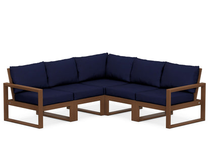 POLYWOOD® EDGE 5-Piece Modular Deep Seating Set in Teak / Navy