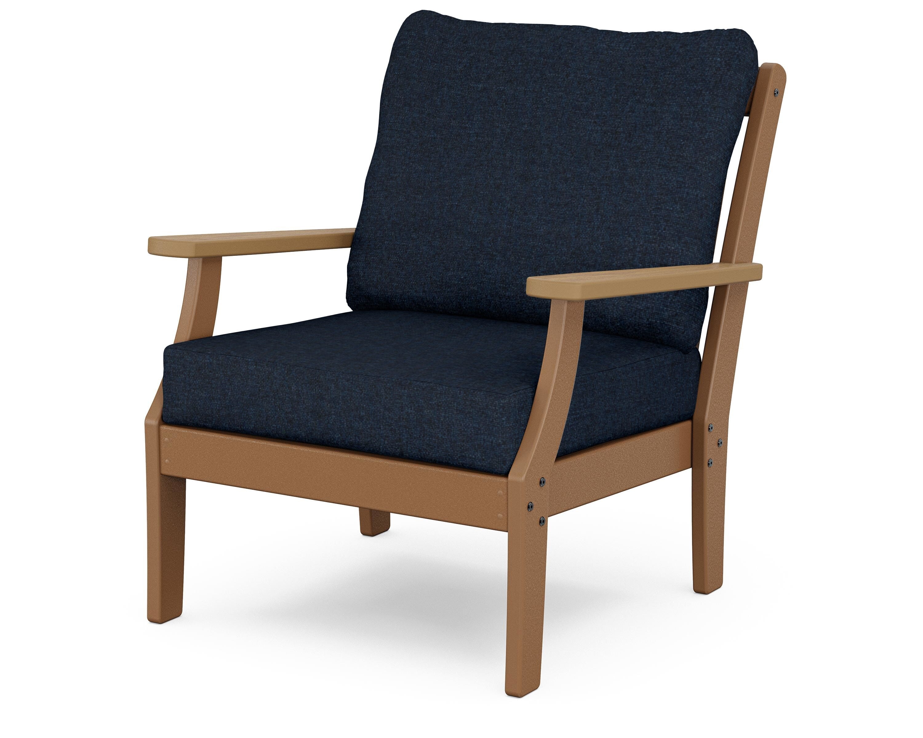 POLYWOOD® Braxton Deep Seating Chair in Teak / Natural / Marine Indigo