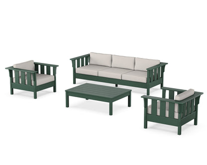 Martha Stewart by POLYWOOD® Acadia 4-Piece Deep Seating Set with Sofa in Green / Cast Ash