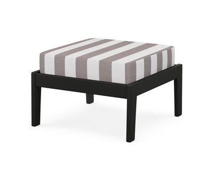 Unbranded Deep Seating Ottoman in Black / Cabana Stripe Grey Mist