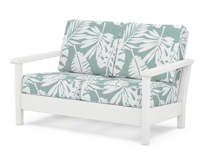 POLYWOOD® Harbour Deep Seating Loveseat in White / Leaf Glacier Spa