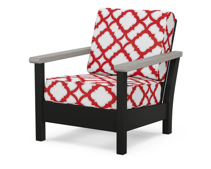 POLYWOOD® Harbour Deep Seating Chair in Black / Driftwood / Trellis Crimson
