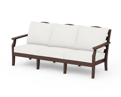 Draper James™ by  POLYWOOD® Savannah Deep Seating Sofa in Mahogany / Natural Linen
