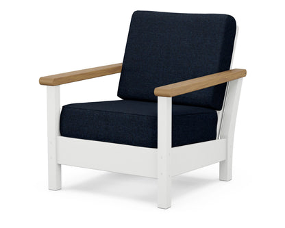 POLYWOOD® Harbour Deep Seating Chair in White / Natural / Marine Indigo
