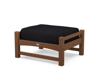 POLYWOOD® Club Ottoman in Teak / Midnight Linen