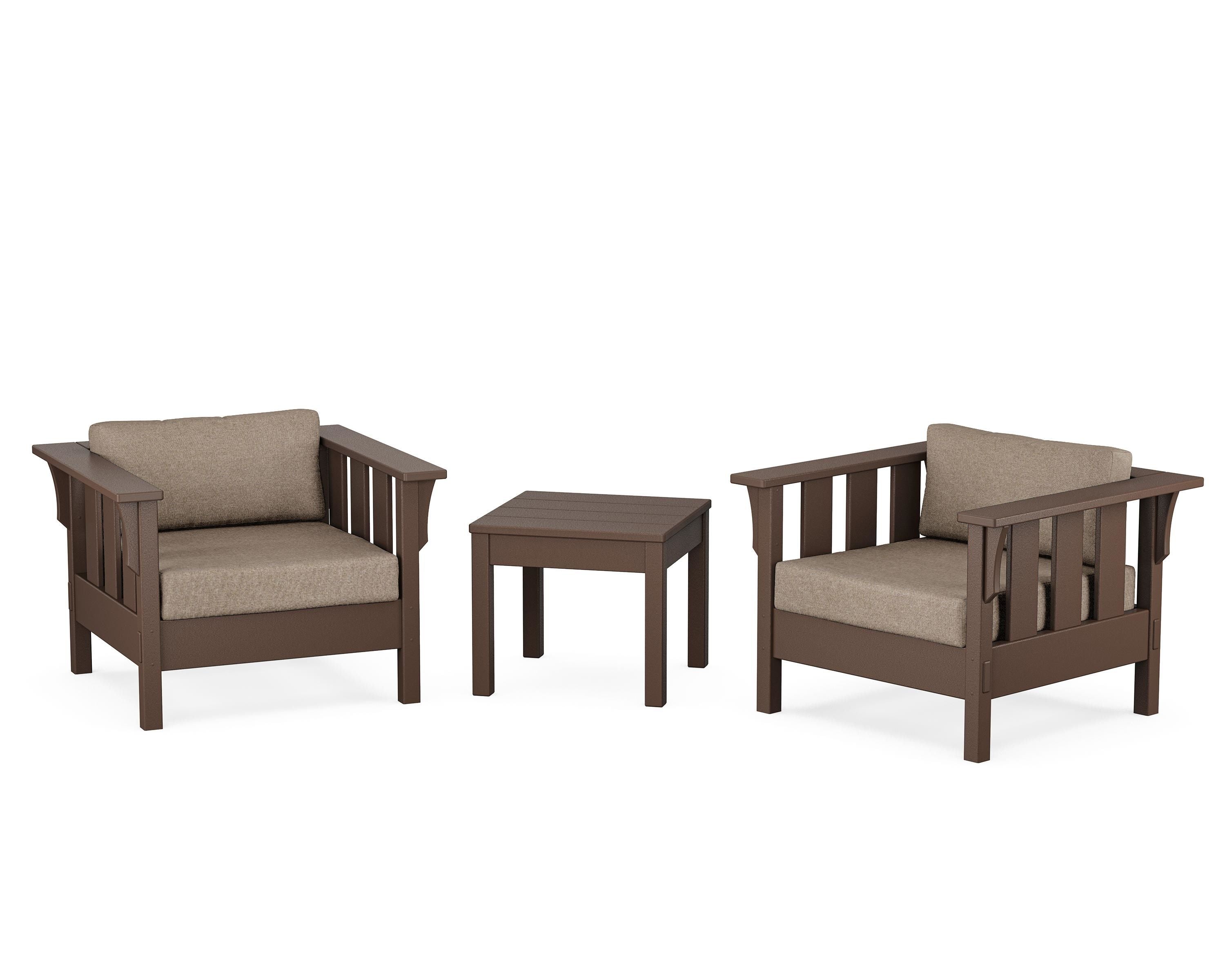 Martha Stewart by POLYWOOD® Acadia 3-Piece Deep Seating Set in Mahogany / Spiced Burlap