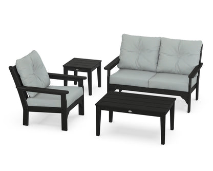 POLYWOOD® Vineyard 4-Piece Deep Seating Set in Black / Spa