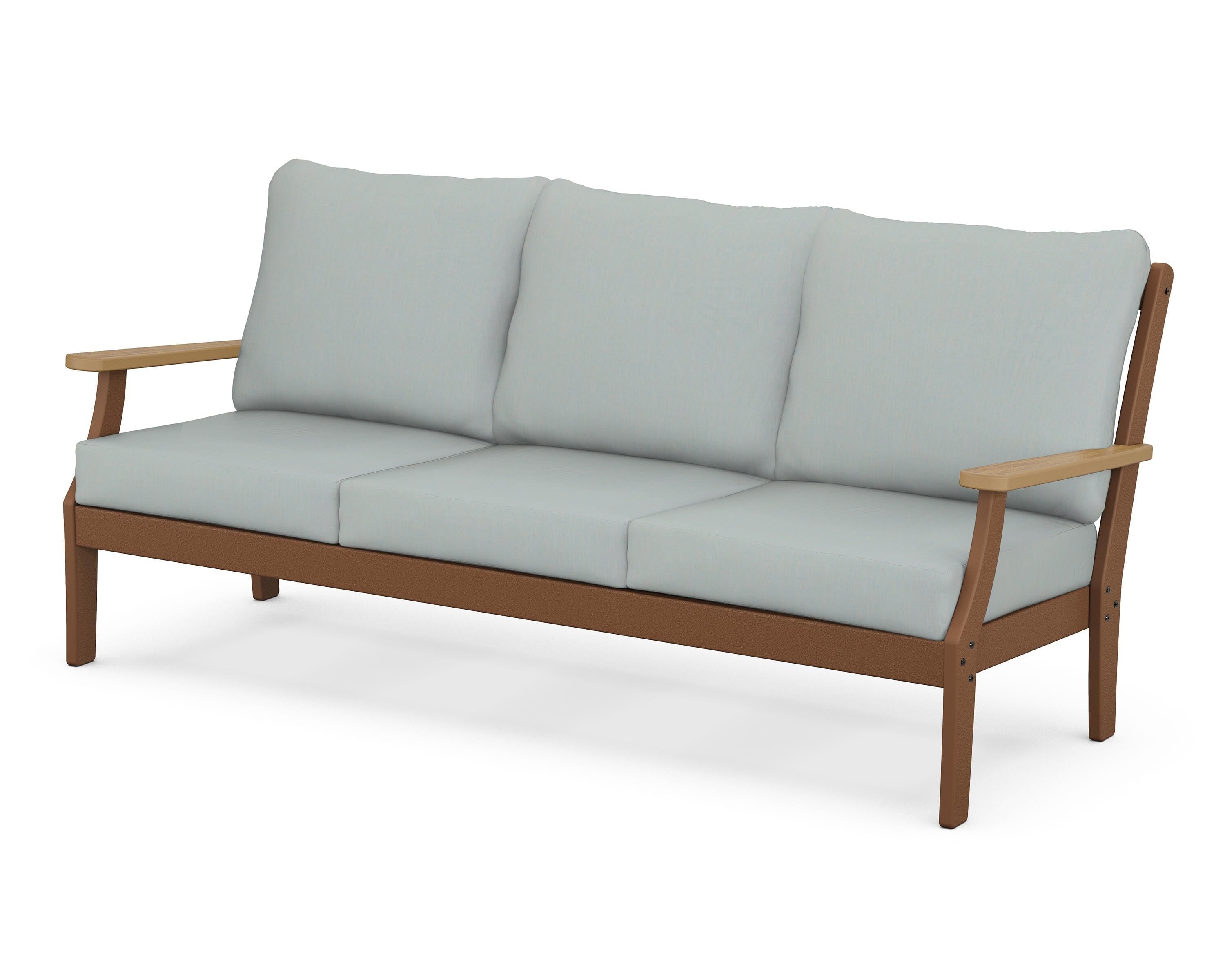 POLYWOOD® Braxton Deep Seating Sofa in Teak / Natural / Spa