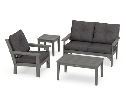 POLYWOOD® Vineyard 4-Piece Deep Seating Set in Slate Grey / Ash Charcoal