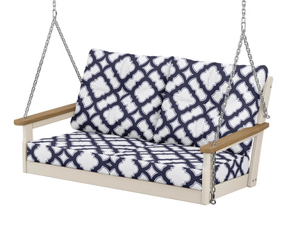 POLYWOOD® Vineyard Deep Seating Swing in Sand / Natural / Trellis Navy