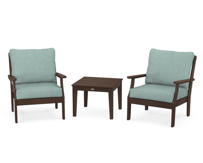 POLYWOOD® Braxton 3-Piece Deep Seating Set in Mahogany / Glacier Spa