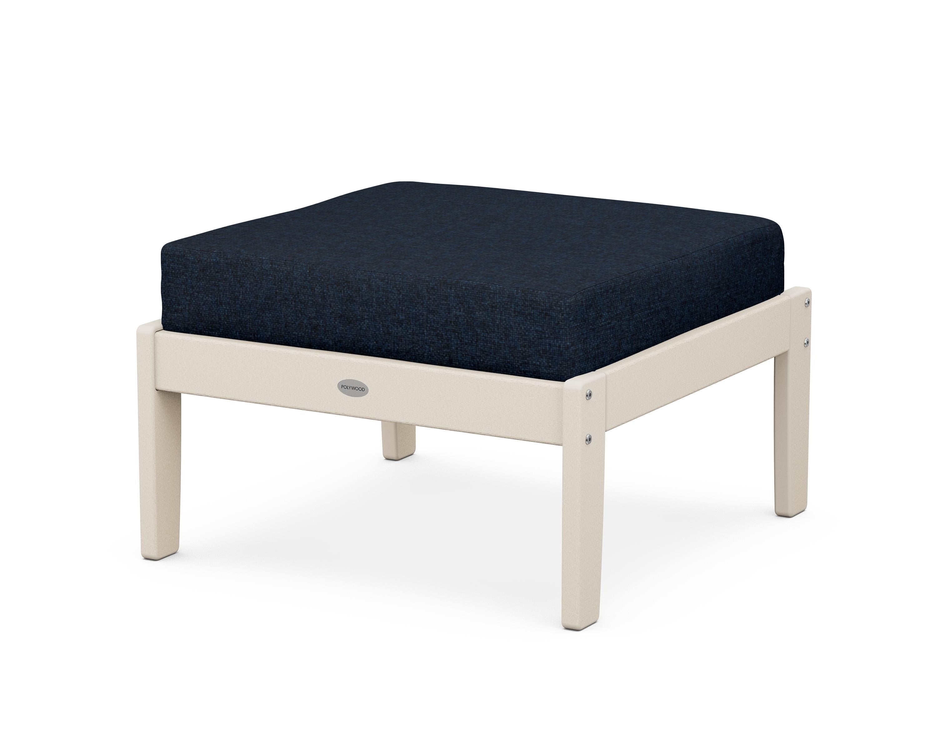 POLYWOOD® Braxton Deep Seating Ottoman in Sand / Marine Indigo