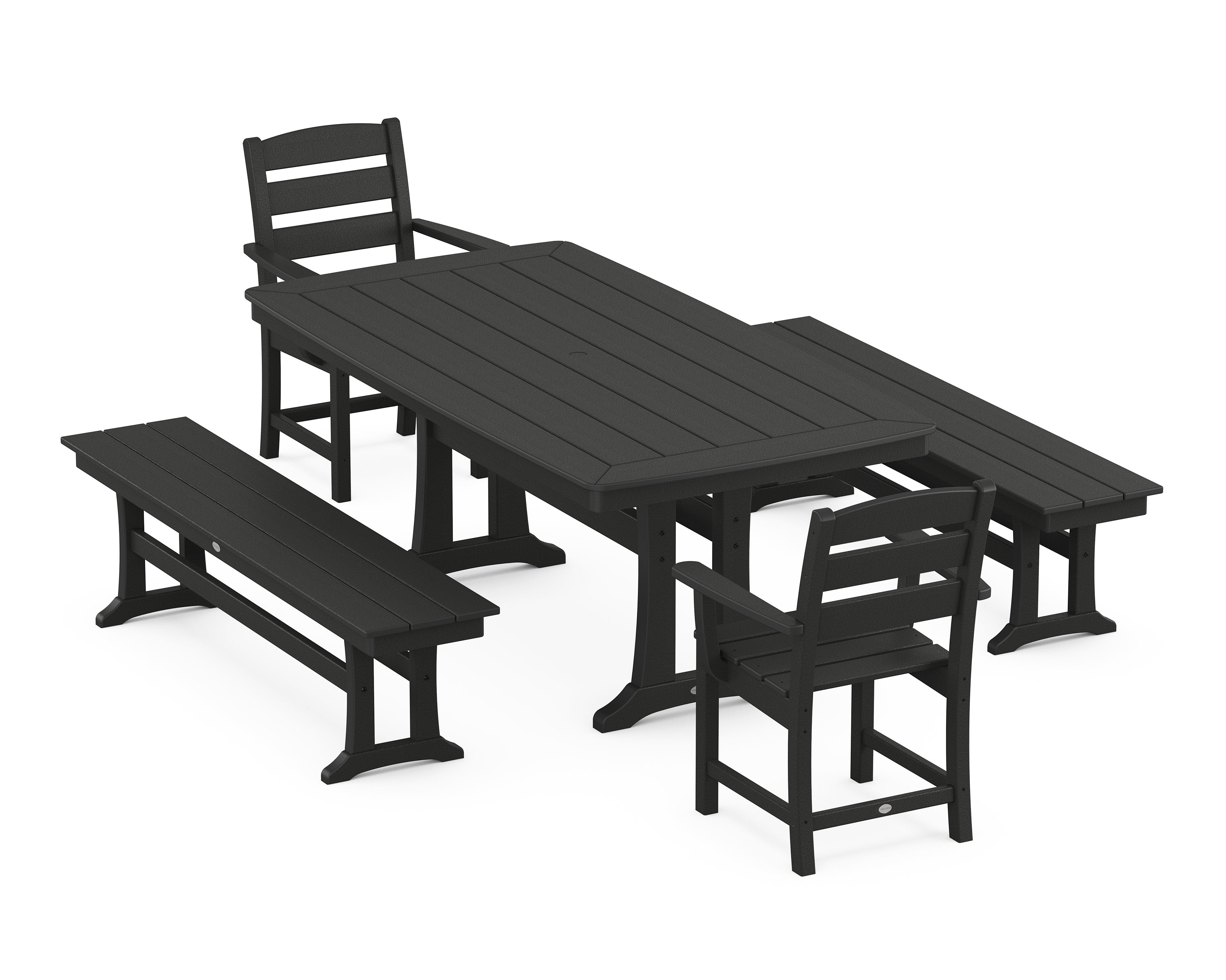 POLYWOOD® Lakeside 5-Piece Dining Set with Trestle Legs in Black