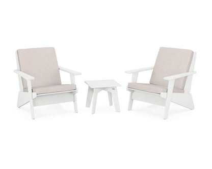 POLYWOOD® Riviera Modern Lounge 3-Piece Set in White / Dune Burlap