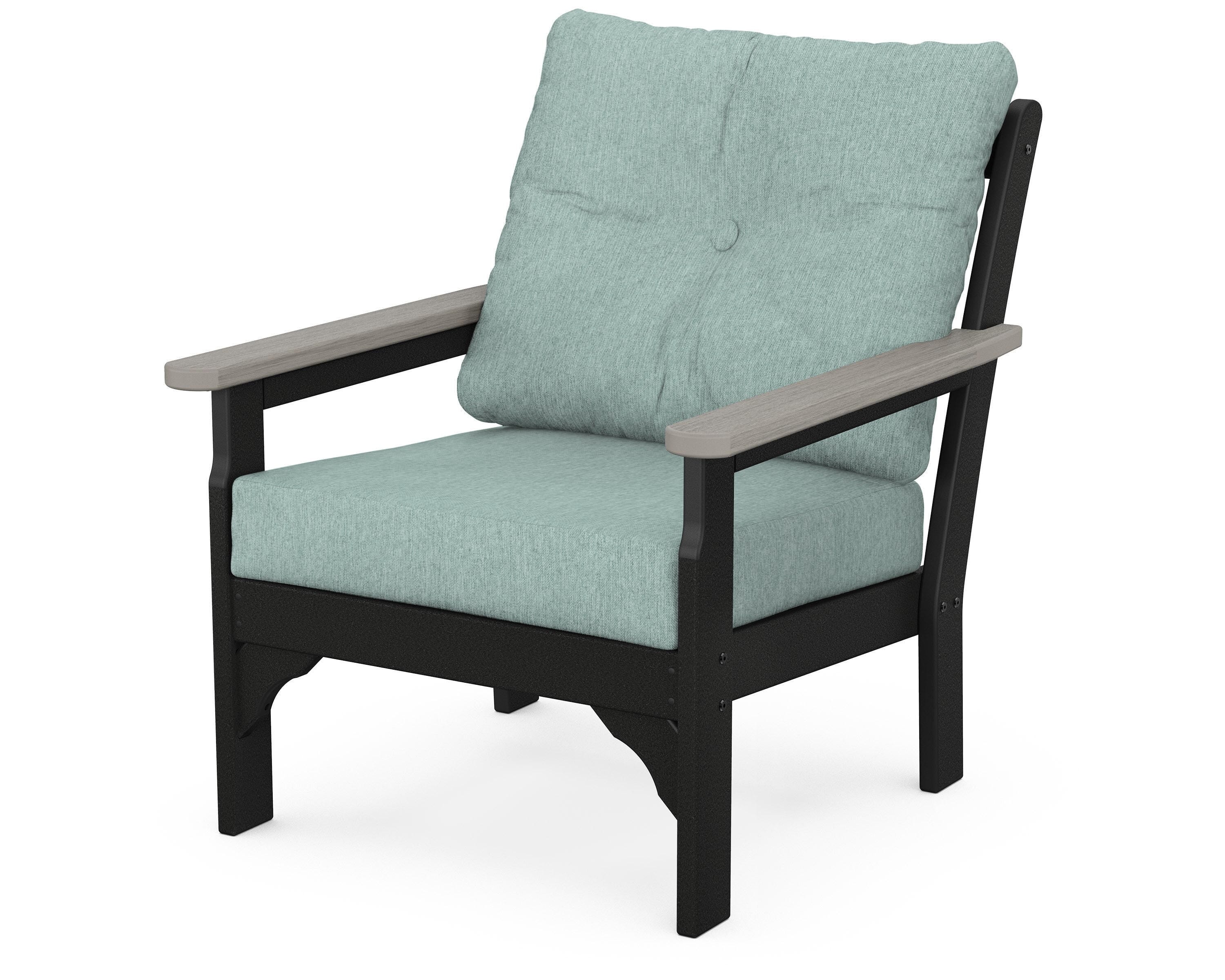 POLYWOOD® Vineyard Deep Seating Chair in Black / Driftwood / Glacier Spa